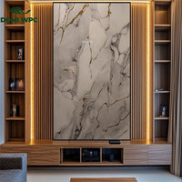Panneau mural en PVC plastique écologique brillant, résistant à l'humidité, imperméable, feuille de marbre UV, surface en grain de bois 3D, personnalisable