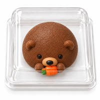 Boîte d'emballage personnalisée en PET transparent pour gâteau mousse animal 3D, plateau thermoformé pour dessert, glace, panda, baleine, dauphin