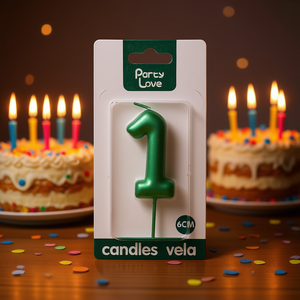Vela de Cumpleaños Número 1 Verde de 6 cm, Vela Decorativa para Fiestas - Product Image 2