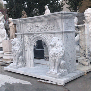 फैक्टरी कस्टम आधुनिक सजावटी हाथ नक्काशीदार शेर मूर्ति चिमनी <span class=keywords><strong>Mantel</strong></span> Carrara संगमरमर चिमनी - Product Image 3