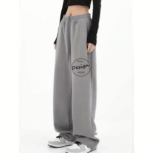 Pantalones de chándal de alta calidad, pantalones largos, Color sólido, cintura elástica, cordón, pierna ancha, pantalones gruesos para correr, pantalones personalizados para mujer - Product Image 6