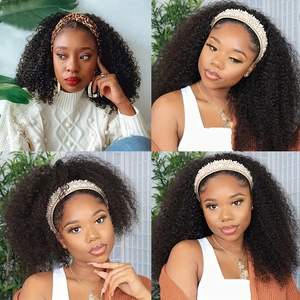 Perruques bandeau en <span class=keywords><strong>cheveux</strong></span> indiens bruts bouclés afro, sans dentelle, entièrement fabriquées à la machine, en <span class=keywords><strong>cheveux</strong></span> humains Remy, vente en gros - Product Image 4