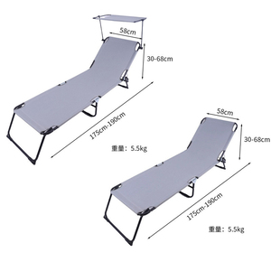Ensemble <span class=keywords><strong>chaise</strong></span> lune et transat pliables d'extérieur – Lit de plage et de camping portable au design moderne - Product Image 2