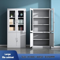 Archivador de Acero Moderno Ajustable y con Cerradura, con Puertas de Vidrio, para Oficina en Casa y Uso Comercial en Exteriores
