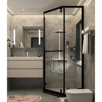 Salle de douche à porte coulissante carrée moderne, fabrication directe d'usine, épaisseur personnalisable, verre trempé, aluminium, acier inoxydable, salle de bain