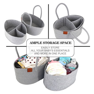 Organisateur de couches portable en corde de coton moderne, grande capacité, avec couche intérieure en <span class=keywords><strong>feutre</strong></span>, sac de rangement pliable pour chambre de bébé - Product Image 3