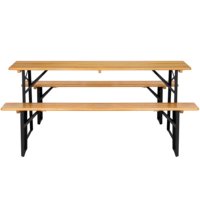 Ensemble de meubles de jardin SUNZO, table à bière pliable moderne, pour patio, jardin, camping, table et chaises en bois de cèdre, cadre en fer, poudre, hôtels