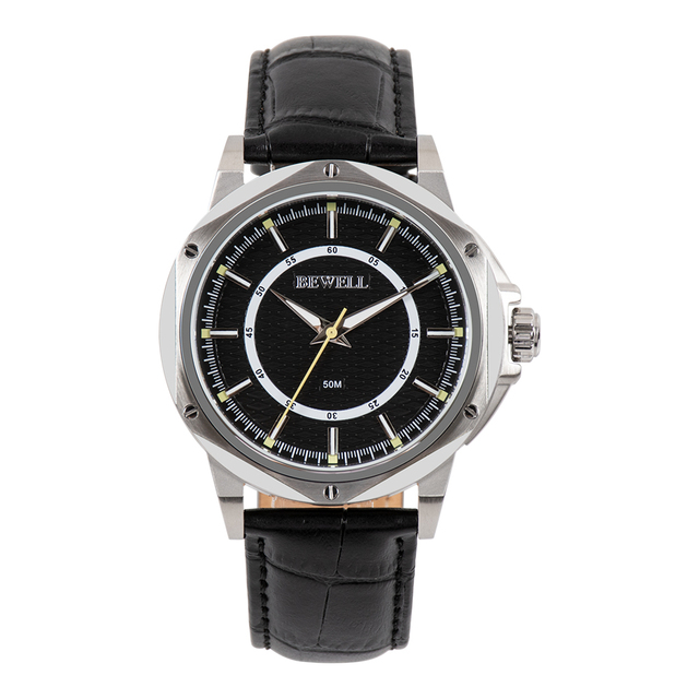 Japan Quartz Watch with Stainless Steel Case Leisure Wrist Watch Genuine Leather Strap