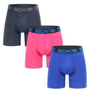 Boxer Lunghi da <span class=keywords><strong>Uomo</strong></span> in Nylon, Slip Sportivi Tinta Unita, Set di Slip Blu <span class=keywords><strong>Sexy</strong></span>, <span class=keywords><strong>Abbigliamento</strong></span> Intimo Monocolore - Product Image 6