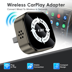Wireless CarPlay <b>Adapter</b> 4 in 1 <b>Plug</b> and Play Android Auto Airplay MirrorLink Portable Dongle USB / <b>Type</b>-<b>C</b> Port <b>Adapter</b> - Product Image 1