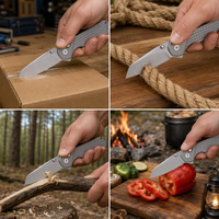 Couteau de poche personnalisé en acier M390, couteau pliant avec manche en alliage de titane, haute dureté, tranchant, pour le camping, la randonnée et la chasse T0081