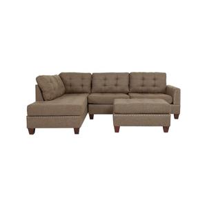 <strong>Modern</strong> Coffee Color 3pcs Sectional Living Room <strong>Furniture</strong> Reversible Chaise Sofa and Ottoman - Product Image 2