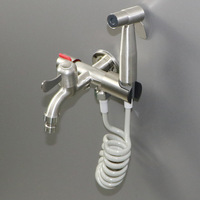 Robinet d'arrêt triangulaire en acier inoxydable 304, séparateur d'eau pour toilettes, double poignée, bec de bain et de douche, finition brossée pour robinets de toilettes