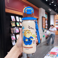Bouteille d'eau isotherme Zootopia pour enfants en acier inoxydable 316, tasse portable avec paille, anti-chute, thermos pour enfants à thème Toy Story