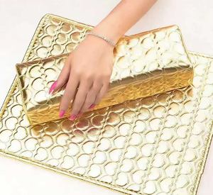 Juego de almohada de mano de cuero para herramientas de uñas, alfombrilla de mano, alfombrilla de mesa, almohada cómoda rectangular, alfombrilla dorada para fototerapia - Product Image 6