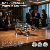 Estatua de Toro de Acero Inoxidable Pulido a Espejo Personalizada BZY, Arte Moderno para Escritorio de Oficina, Regalo Financiero de Prosperidad, Venta al por Mayor B2B