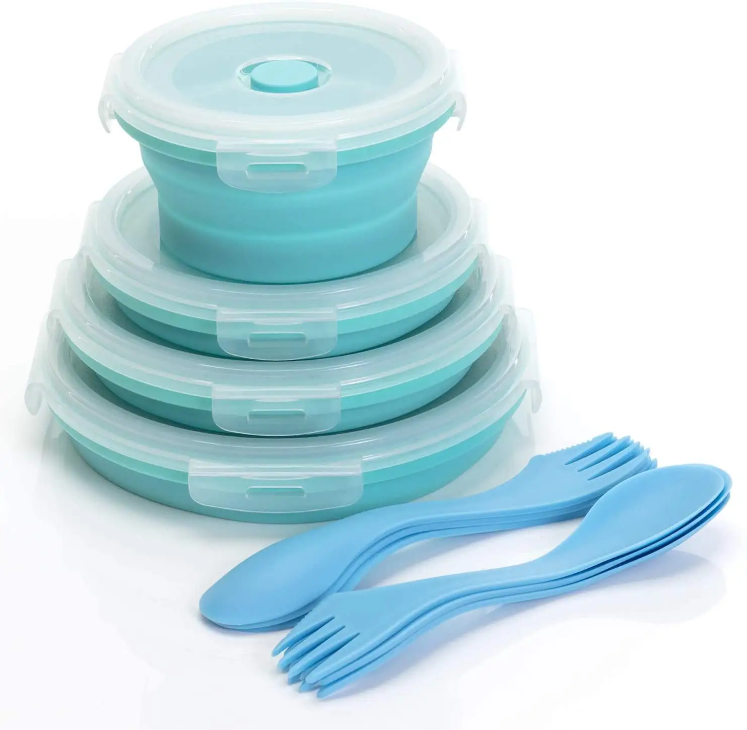 4 Maten Set Outdoor Activiteit Opvouwbare Voedsel Container Silicone Inklapbare Lunchbox