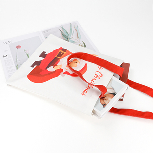 Sac fourre-tout en toile de coton réutilisable et écologique pour Noël, avec longue poignée, pour les courses au supermarché et les cadeaux - Product Image 2