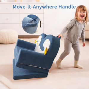 <span class=keywords><strong>Fauteuil</strong></span> pliable pour enfant en peluche de pingouin moderne et sécuritaire pour le salon, la chambre à coucher, la lecture et l'apprentissage - Product Image 3