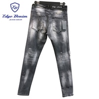 Pantalon en jean noir ajusté en denim Edge Denim Iron Diamond, taille haute élastique, pantalon sur mesure, jean skinny pour homme, décontracté