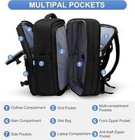 A-Black Sac à dos extensible-Sac de voyage décontracté et élégant pour le travail et le week-end, bagage à main durable pour hommes et femmes