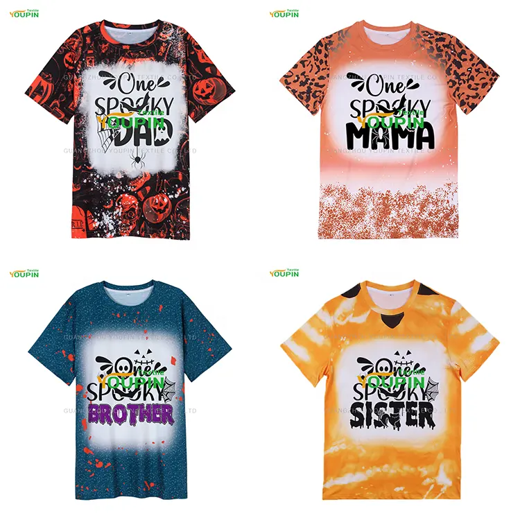 New Design Faux Bleach T-shirt Soft Cotton-like Polyester Sublimation Men Women Unisex T Shirts for Halloween