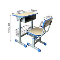 Ensemble de bureau et chaise ergonomiques réglables pour l'école avec 1 tiroir métallique, design contemporain pour chambre et bureau à domicile