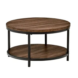 Industrial木金属ラウンドコーヒーテーブル33 dクルミリフトトップコーヒーテーブル