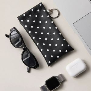 Korean Fashion PU Leather Sunglasses Case Portable Self-Closing Eyeglasses Pocket with Keychain Soft Glasses Holder Travel <b>Gift</b> - Product Image 4