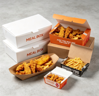Boîte en papier kraft biodégradable et imperméable, conteneur alimentaire recyclable, emballage personnalisé avec logo, pour hamburgers, frites, en-cas