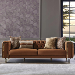 Ý thiết kế sang trọng chần sợi vòng vải nhung cắt sofa thép không gỉ chân phòng khách đồ nội thất thiết lập bao gồm Bàn cà phê - Product Image 4