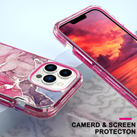 Étui de téléphone en TPU+PC+IMD à motif marbré, trois tons, électroplaqué, pour iPhone 15 Pro Max 13 12 11 14 16 Plus et autres modèles