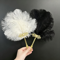 Éventail décoratif en plumes pour fête rétro Gatsby des années 1920, spectacle de burlesque, carnaval, bal masqué, strip-tease, accessoires de fête