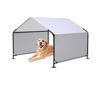 Abri pour chien pliable surélevé semi-fermé robuste, imperméable, protection solaire, grande tente pour animaux de compagnie pour petits animaux
