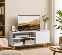 Unterhaltungszentrum mit Schiebetür, verstellbarem Regal und Holzbeinen für das Wohnzimmer