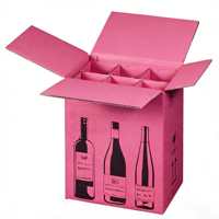 Boîte cadeau personnalisée en carton ondulé kraft pour bouteille de vin rouge avec logo pour la marque, vente en gros