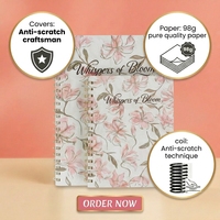 Lot de trois carnets A4/A5/A5MINI « Whispers of Bloom » à spirale, brodés de fleurs roses, pour journal intime et cadeau pour filles