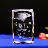 Bunga Mawar Grosir Souvenir Kristal Laser 3D Hadiah Pernikahan