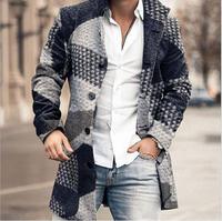 Jaket Pria Gaya Koboi Musim Gugur Musim Dingin, Mantel Kasual Hangat Lengan Panjang, Pakaian Luar Bergaya, Overcoat Modis Grosir Musim Gugur
