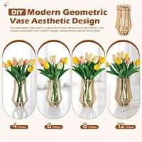 Juego de 2 Jarrones de Flores de Madera Estilo Art Deco Jiayi, Rompecabezas de Lego con Soporte de Exhibición para Ramo de Rosas, Regalo DIY para Niños y Amigos