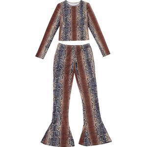 Completo Due Pezzi con Stampa Serpente per <span class=keywords><strong>Donna</strong></span>, Top Corto <span class=keywords><strong>Aderente</strong></span> e Leggings Coordinati, Abbigliamento Streetwear Elasticizzato Hipster - Product Image 6
