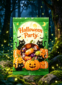 <strong>Halloween</strong> Themed Transparent Window Bag Soft Candy Frozen Nuts <strong>Chocolate</strong> with Window Design Plastic Bag Back Seal Packaging Bag - Product Image 2