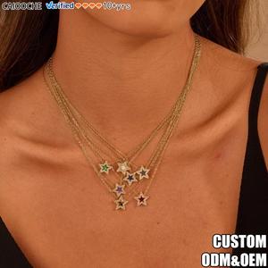 Collar CAIOOCHE con Colgante <span class=keywords><strong>de</strong></span> Estrella, Diseño <span class=keywords><strong>de</strong></span> Moda, Microincrustaciones <span class=keywords><strong>de</strong></span> Circonio, Resistente al Agua y al Deslustre, para Mujer - Product Image 1