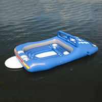 Île flottante gonflable pour piscine, grand radeau flottant familial avec porte-gobelets, chaise longue gonflable en PVC robuste