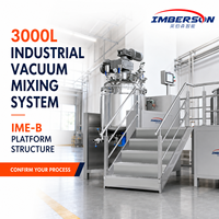 Système de mélange sous vide industriel 3000L avec plateforme et tuyauterie, pour usine à grande échelle, nouvelle ligne de production, émulsifiant chimique sous vide SUS