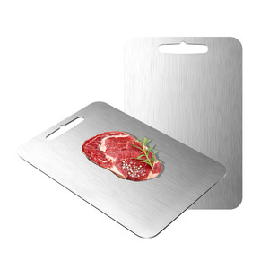 Planche à découper en acier inoxydable rectangulaire, épaisseur 1 mm, 1,2 mm, 1,5 mm, 2 mm, compatible lave-vaisselle, qualité alimentaire, pour usage en cuisine - Product Image 1