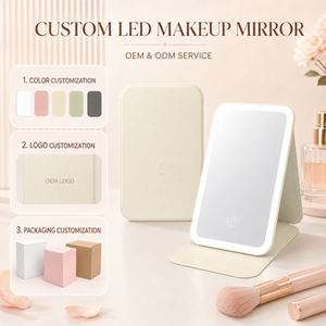 <span class=keywords><strong>Espejo</strong></span> de <span class=keywords><strong>Maquillaje</strong></span> LED con Logotipo Personalizado, Recargable por USB, 3 Colores Atenuables, Control Táctil, Portátil, Plegable, Cuadrado - Product Image 2