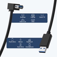 Kabel Ekstensi USB 3.0 90 Derajat, Konektor Jantan ke Betina, Berbahan Logam Kepang, Sudut Kanan, Kabel Data, Panjang Sesuai Pesanan