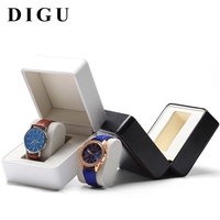 Boîte à montres DIGU en cuir PU noir et blanc, boîte de rangement pour bijoux, bracelets et montres, boîte de présentation, étui à montres en similicuir de haute qualité