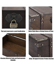 Cofre del tesoro pirata con cerradura de código de hierro Cajas de madera vintage con cerradura Caja de madera vikinga